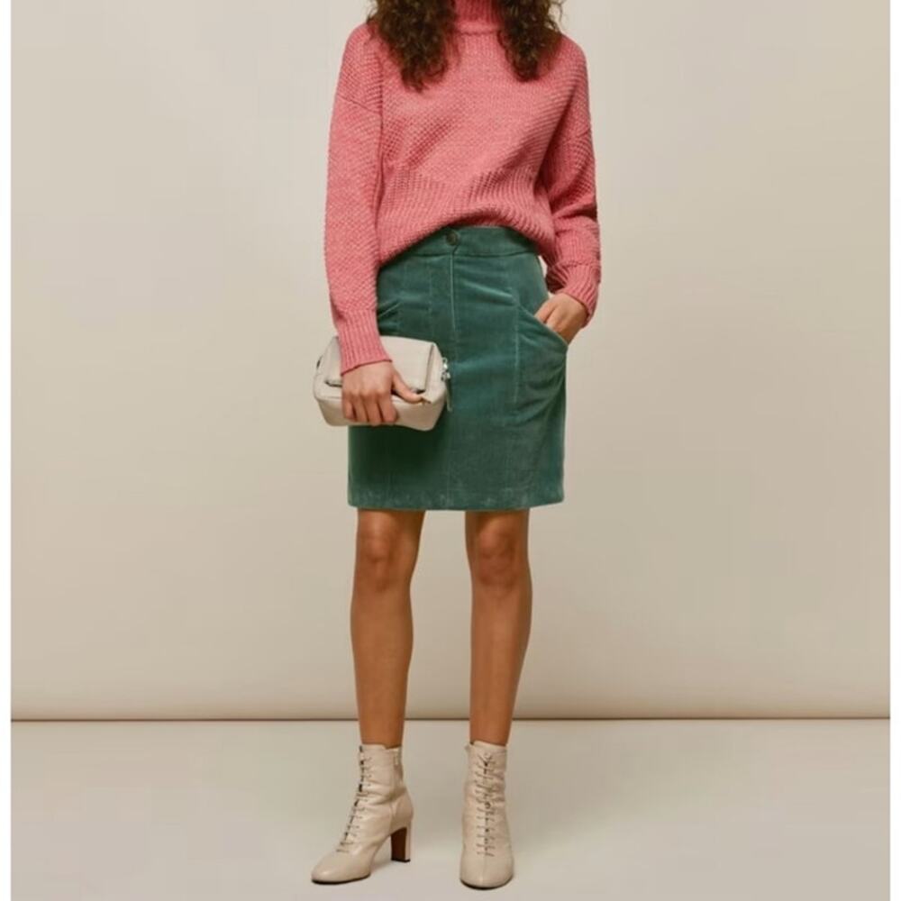 Whistles Teal Corduroy Mini Skirt